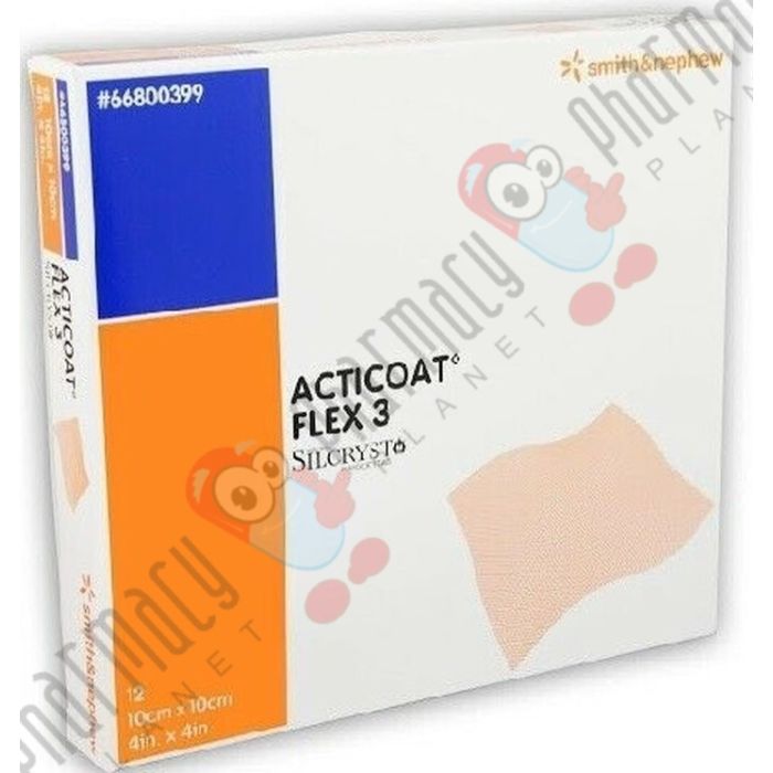 acticoat flex 3 silver dressing Acticoat Flex 3 Silver-coated Antimicrobial Barrier Dressing, 4 X 4"Box of  12