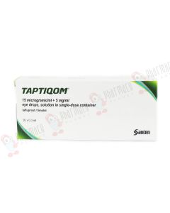 Picture of Taptiqom 15 micrograms/ml + 5 mg/ml Eye Drops Solution in Single Drop Container
